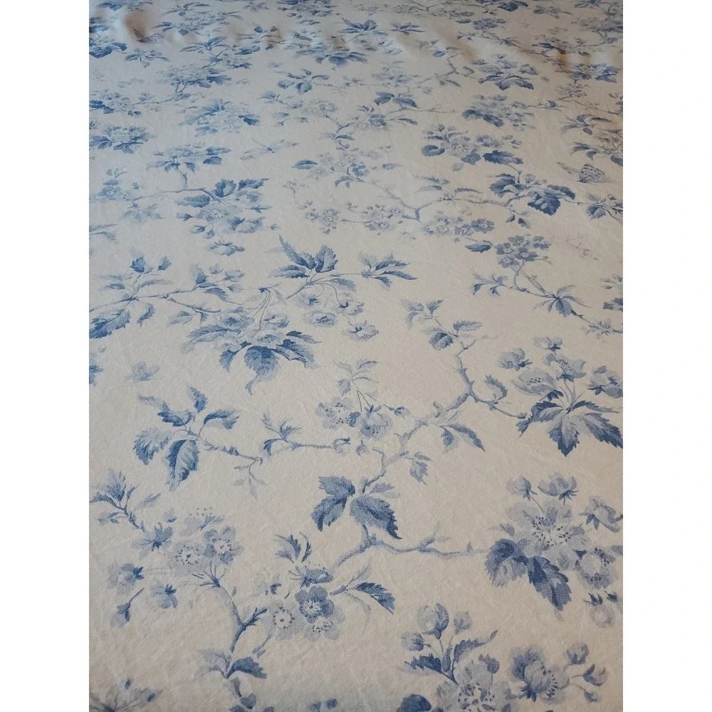 Twin XL Bed‎ spread 100% Thick Cotton Reversible Blue White Floral Toile 67x96